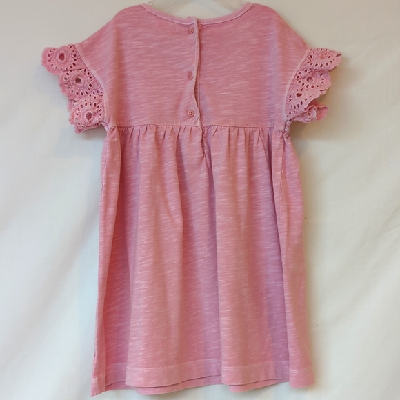 GYMBOREE | Toddler Girl's Crew Neck Solid Eyelet Flutter Sleeve Dress, 3T - Picture 2 of 7